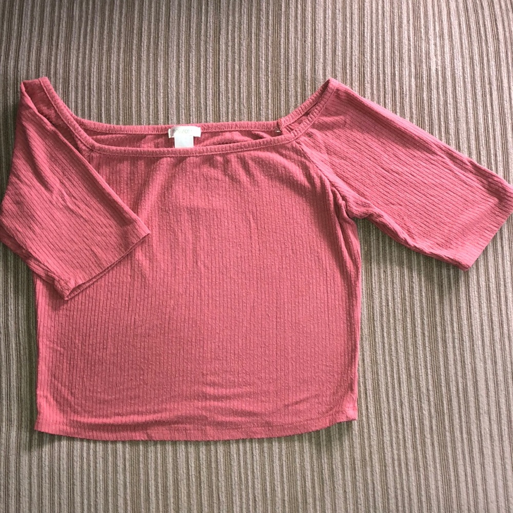 Off the shoulder pink crop top